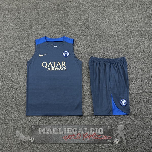 Formazione Senza Maniche Set Completo Inter Milan 2024 2025 Grigio I Blu