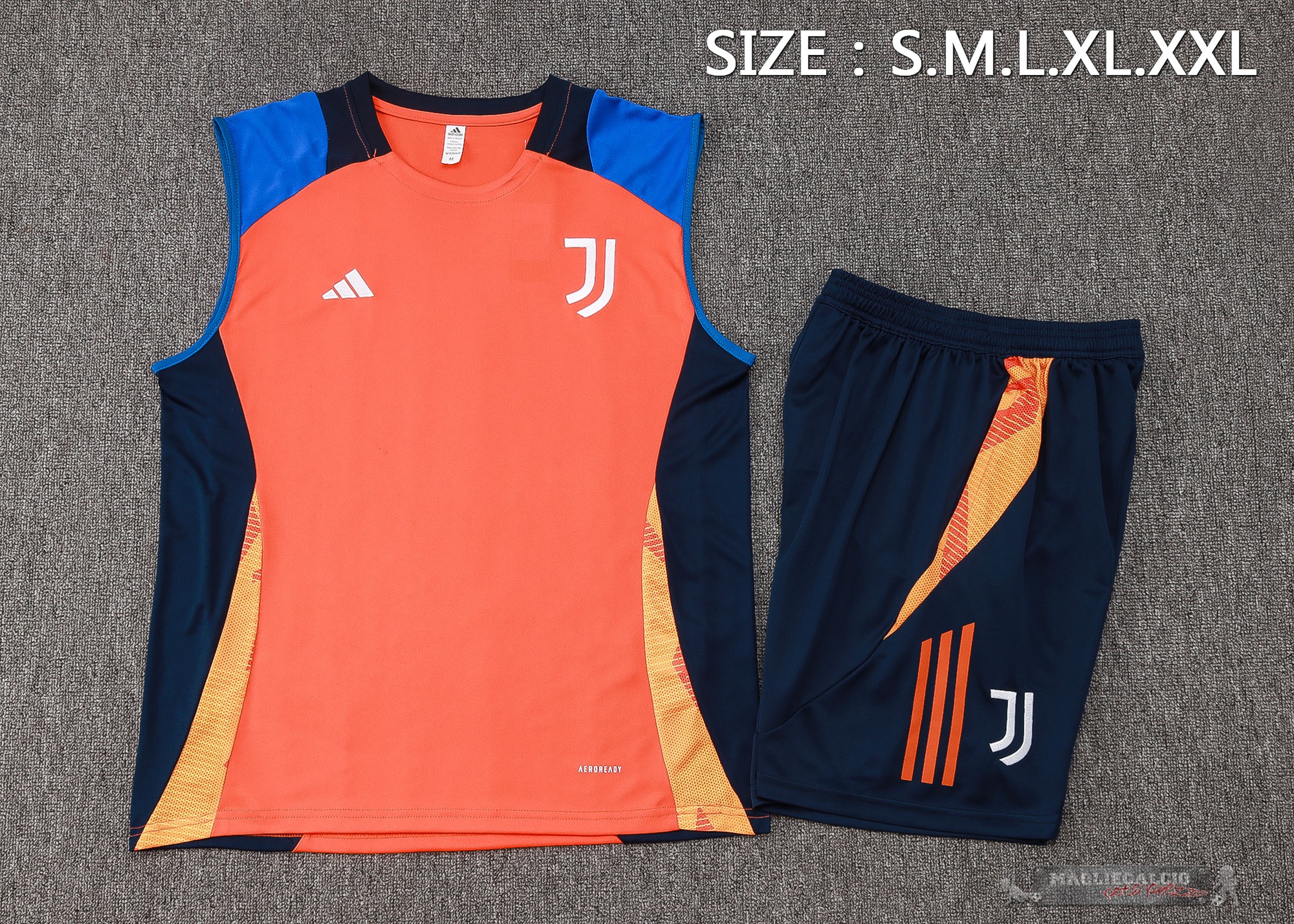 Formazione Senza Maniche Set Completo Juventus 2024 2025 Arancione Blu