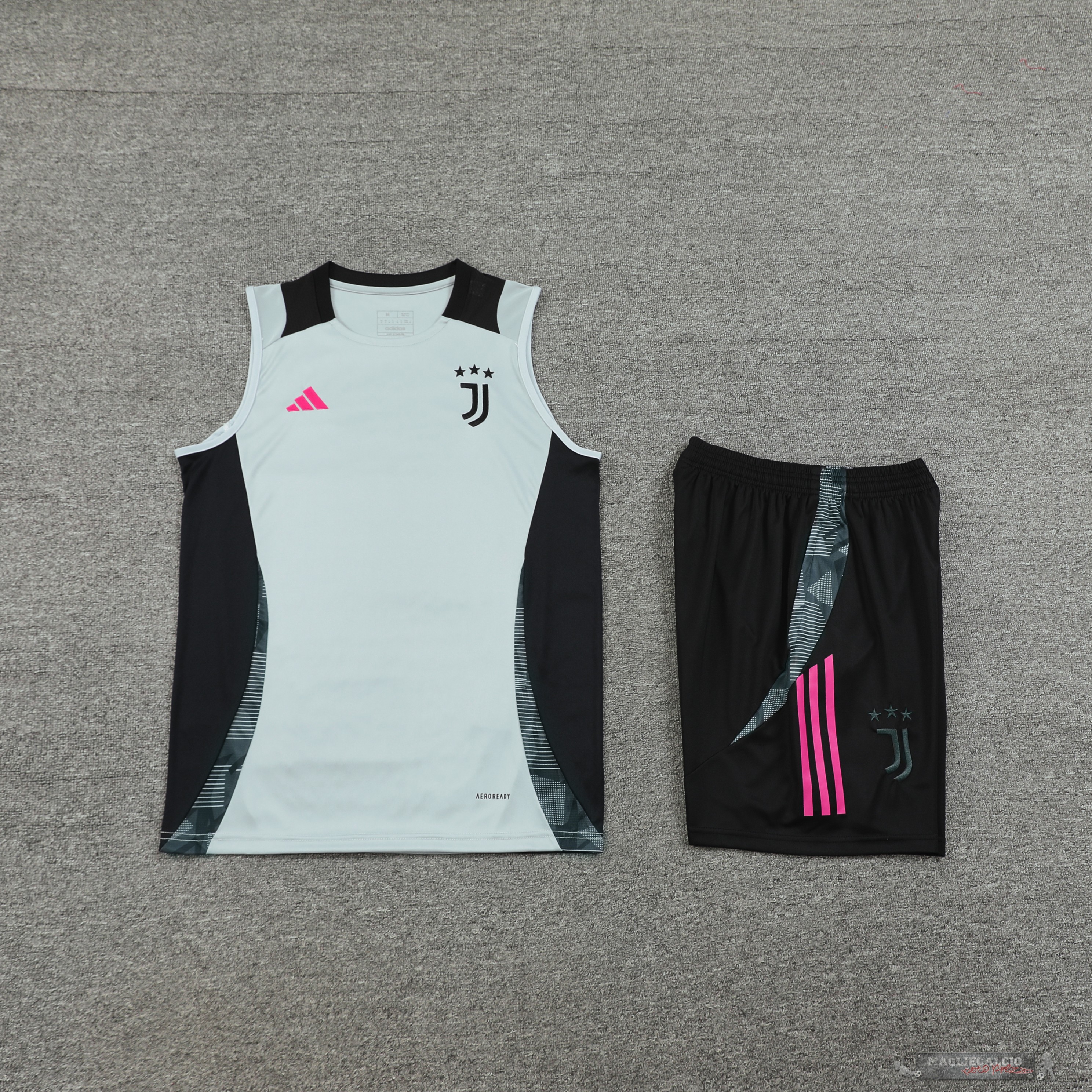 Formazione Senza Maniche Set Completo Juventus 2024 2025 Grigio Nero
