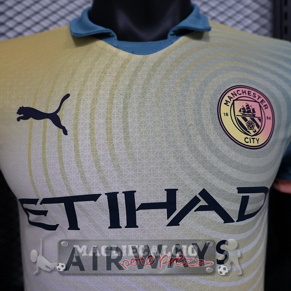 Fourth Giocatori Maglia Manchester City 2024 2025 Giallo