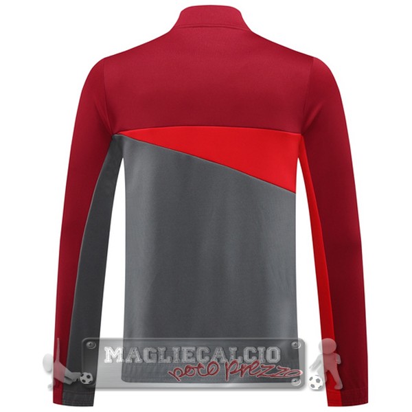 Set Completo Lunga Zip Giacca AC Milan 2024 2025 Rosso Grigio