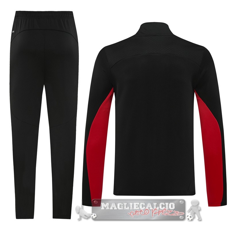 Set Completo Set Completo Lunga Zip Giacca AC Milan 2024 2025 Nero Rosso