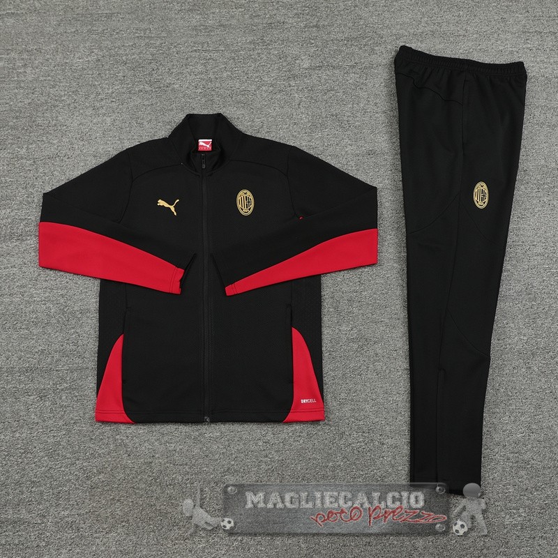 Set Completo Set Completo Lunga Zip Giacca AC Milan 2024 2025 Nero Rosso