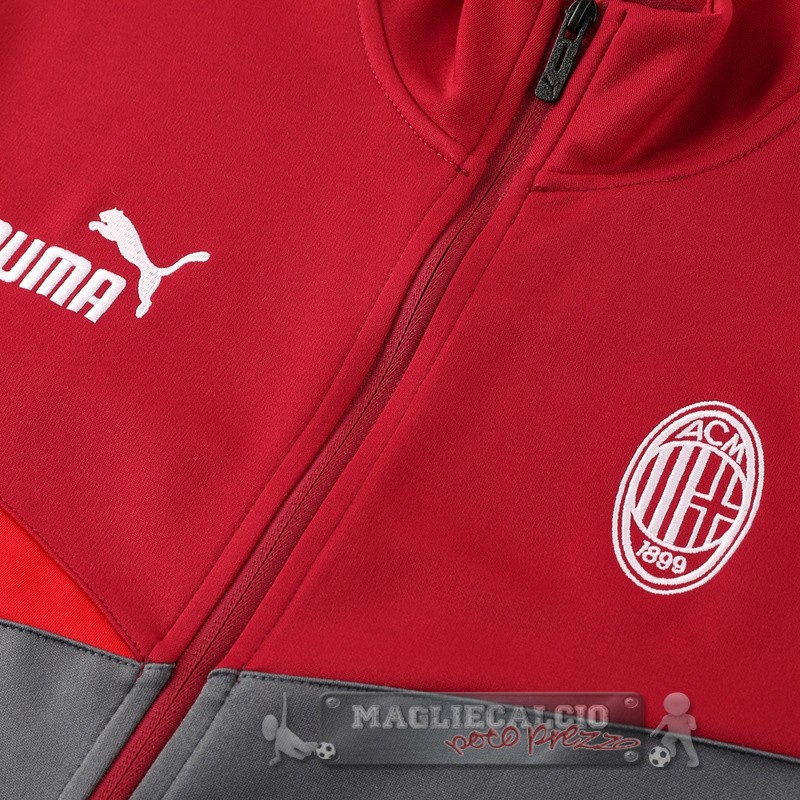 Set Completo Set Completo Lunga Zip Giacca AC Milan 2024 2025 Rosso Grigio