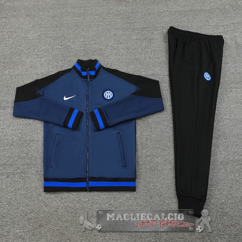 Set Completo Set Completo Lunga Zip Giacca Inter Milan 2024 2025 Blu Nero