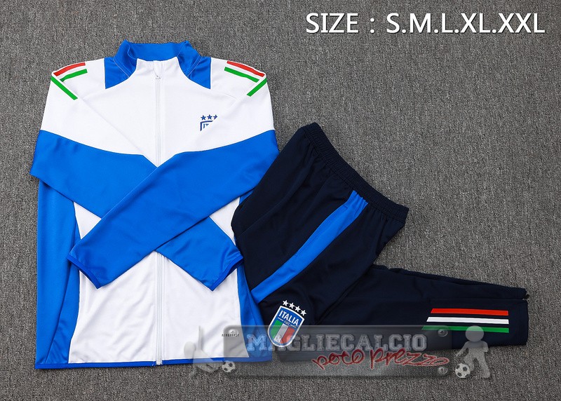 Set Completo Set Completo Lunga Zip Giacca Italia 2024 Bianco Blu Navy