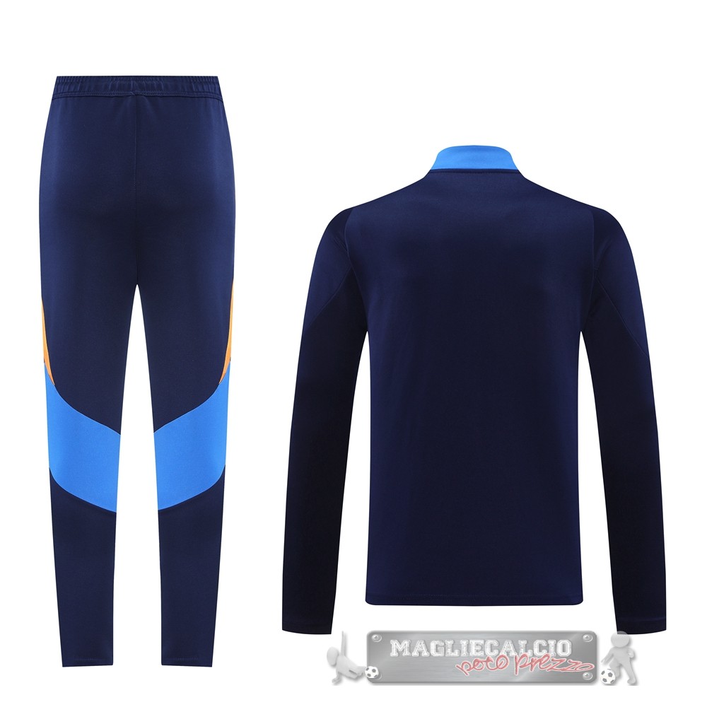 Set Completo Set Completo Lunga Zip Giacca Juventus 2024 2025 Blu Navy Arancione