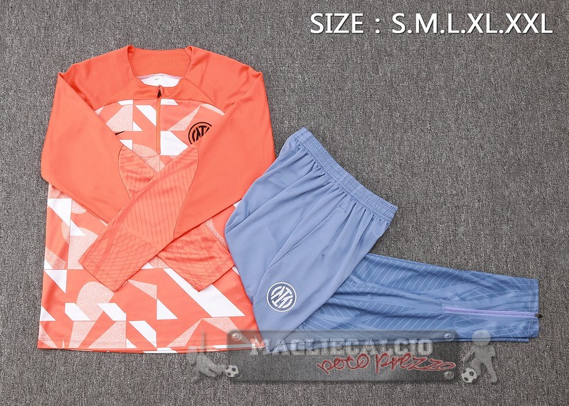 Set Completo Sudadera Formazione Inter Milan 2024 2025 Arancione Bianco