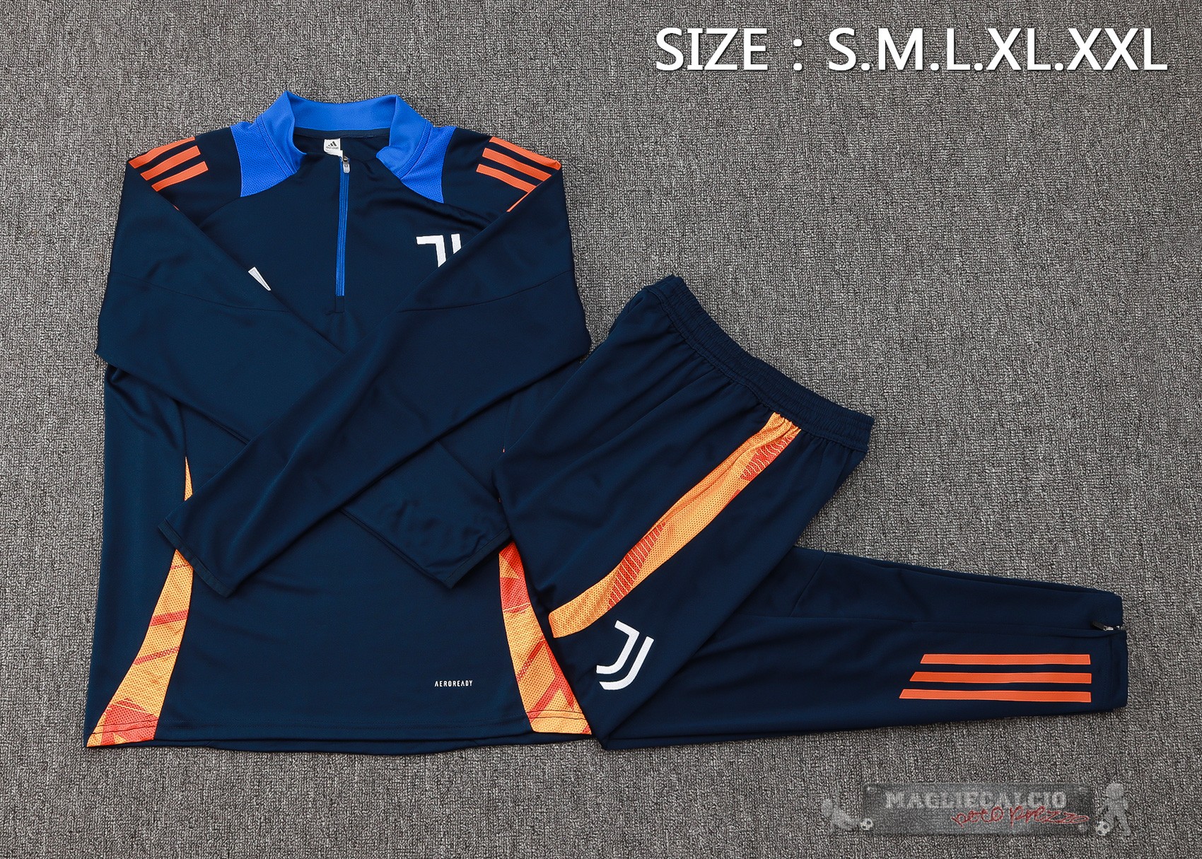 Set Completo Sudadera Formazione Juventus 2024 2025 Blu Navy Arancione