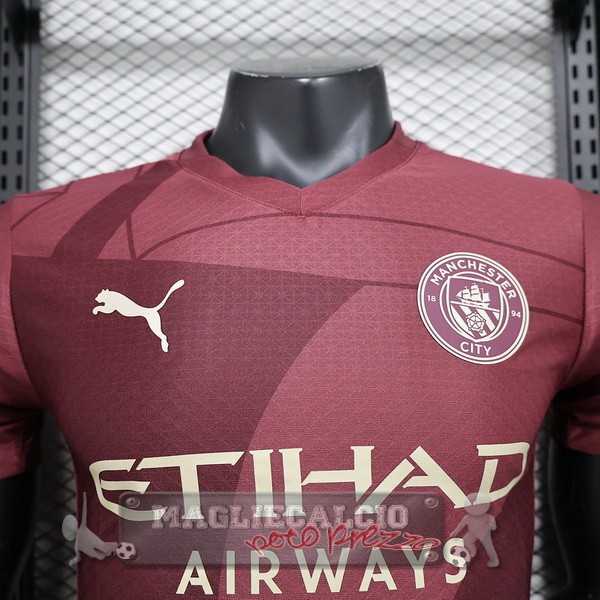 Terza Giocatori Maglia Manchester City 2024 2025 Rosso