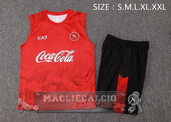 Formazione Sin Mangas Set Completo Napoli 2024 2025 Rosso Bianco Nero