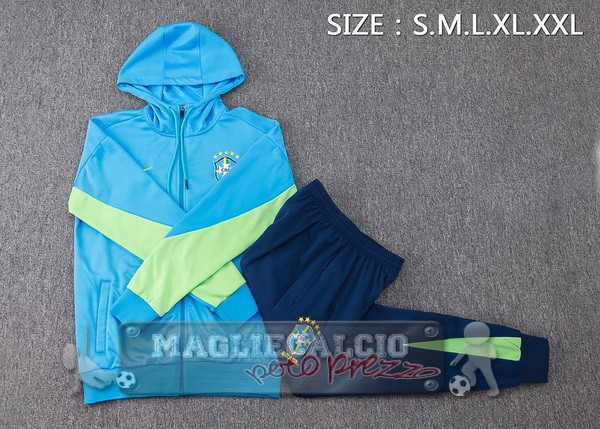 Set Completo Chaqueta Con Capucha Brasilee 2024 Blu Verde