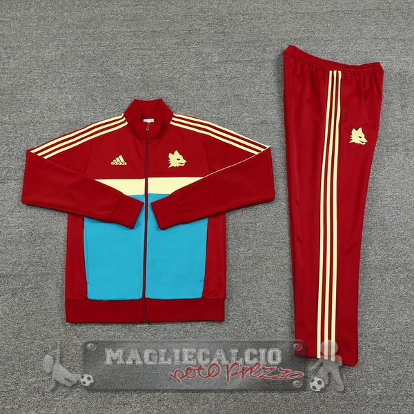 Set Completo Ropa Deportiva Con Cremallera Larga AS Roma 2024 2025 Rosso