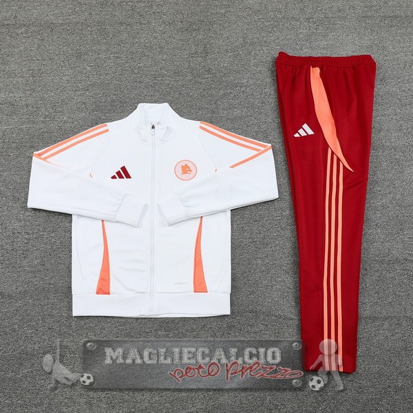 Set Completo Ropa Deportiva Con Cremallera Larga AS Roma 2024 2025 Rosso