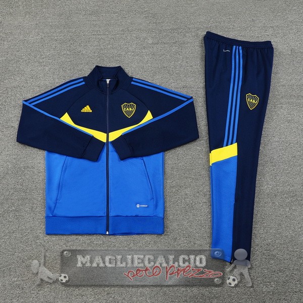 Set Completo Ropa Deportiva Con Cremallera Larga Boca Juniors 2024 2025 Blu Giallo