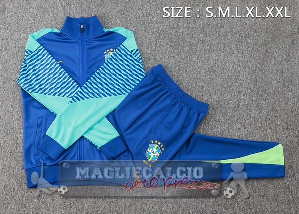 Set Completo Ropa Deportiva Con Cremallera Larga Brasilee 2024 Blu