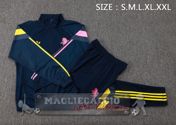 Set Completo Ropa Deportiva Con Cremallera Larga Juventus 2024 2025 Blu Marino I Rosa