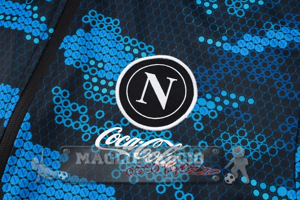 Set Completo Ropa Deportiva Con Cremallera Larga Napoli 2024 2025 Blu I Nero