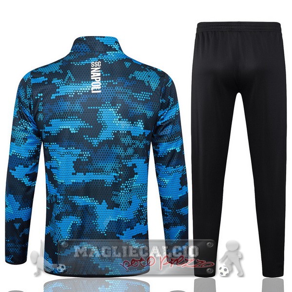 Set Completo Ropa Deportiva Con Cremallera Larga Napoli 2024 2025 Blu I Nero