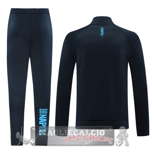 Set Completo Ropa Deportiva Con Cremallera Larga Napoli 2024 2025 Blu Marino