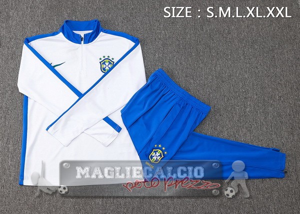 Set Completo Sudadera Formazione Brasilee 2024 Bianco Blu
