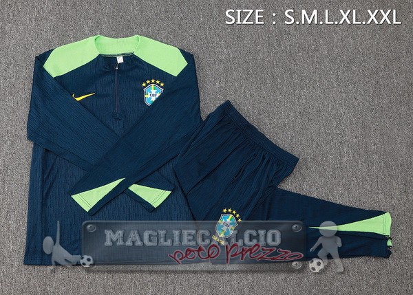 Set Completo Sudadera Formazione Brasilee 2024 Blu Marino Verde