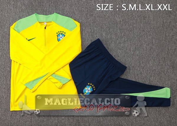 Set Completo Sudadera Formazione Brasilee 2024 Giallo Blu I Verde
