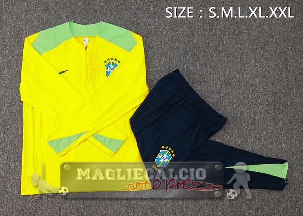 Set Completo Sudadera Formazione Brasilee 2024 Giallo Blu Verde