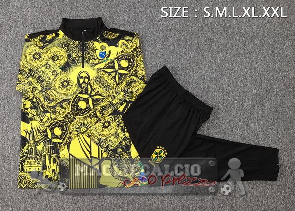 Set Completo Sudadera Formazione Brasilee 2024 Giallo Nero