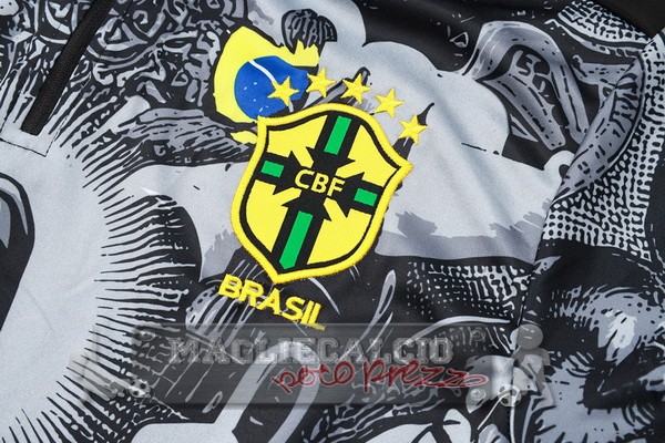 Set Completo Sudadera Formazione Brasilee 2024 Gris I Nero