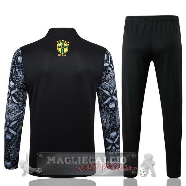 Set Completo Sudadera Formazione Brasilee 2024 Gris I Nero