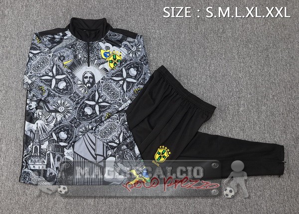 Set Completo Sudadera Formazione Brasilee 2024 Gris I Nero
