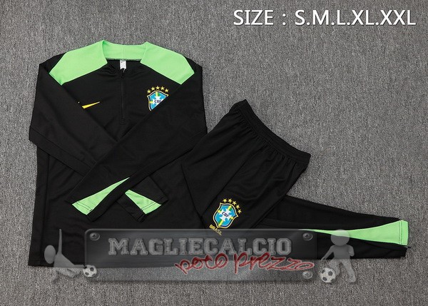 Set Completo Sudadera Formazione Brasilee 2024 Nero Verde
