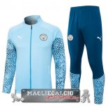 Manchester City Insieme Completo Blu Giacca Lunga Zip 2023-24