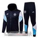 Manchester City Insieme Completo Blu Navy Bianco Chaqueta Con Capucha 2021-22