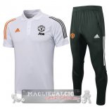 Manchester United bianco nero arancione Maglia Set Completo POLO 2021-22