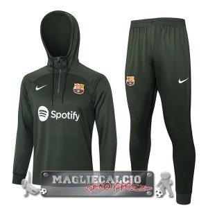 Set Completo Felpa Cappuccio Bambino Barcelona 2023-24 Verde Navy