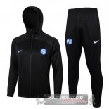 Set Completo Felpa Cappuccio Bambino Inter Milán 2024 2025 Nero