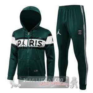 Paris Saint Germain Insieme Completo Verde bianco Giacca Felpa Cappuccio 2021-22