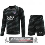Thailandia Home Manica Lunga Maglia Calcio Portiere Set Completo Uomo Paris Saint Germain 2023-24 Nero