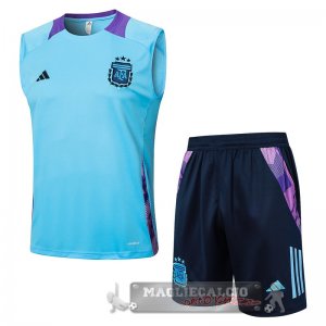 Formazione Senza Maniche Set Completo Argentina 2024 Blu Nero Purpureo