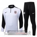 Set Completo Felpa Allenamento Formazione Corinthians Paulista 2025 2026 Bianco Nero