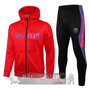 Paris Saint Germain Insieme Completo rosso I nero purpureo Giacca Felpa Cappuccio 2021-22