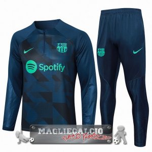 Barcelona Insieme Completo Verde Blu Bambino Giacca 2023-24 Blu Navy Verde