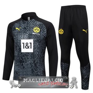 Borussia Dortmund Insieme Completo Grigio Nero Felpa Da Allenamento 2023-24