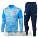Set Completo Felpa Allenamento Formazione Manchester City 2025 2026 Blu Grigio
