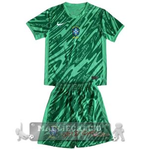 Maglia Calcio Set Completo Uomo Brasile Portiere 2024 Verde