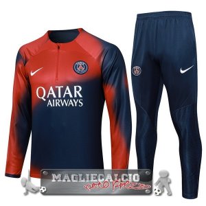 Paris Saint Germain Insieme Completo Blu Navy I Rosso Felpa Da Allenamento 2023-24