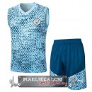 Manchester City Formazione Senza Maniche Set Completo Maglia Calcio 2023-2024 Blu
