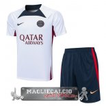 Paris Saint Germain Formazione Set Completo Maglia Calcio 2023-24 Bianco Rosso Blu